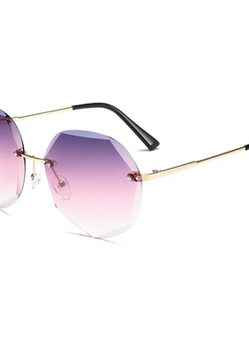 韩版街拍ins网红款太阳镜圆脸防紫外线无框墨镜女韩版潮小脸眼镜