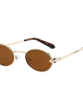 小框金属椭圆框墨镜女感时尚复古防紫外线眼镜跨境太阳镜男士