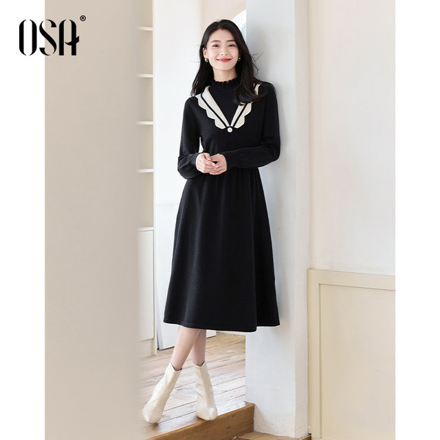 OSA Osha ປອມສອງສິ້ນ knitted dress