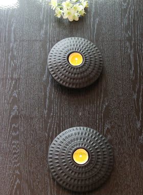 千睦恩特价创意陶瓷烛台摆件浮雕装饰摆件新中式宗教佛具用品