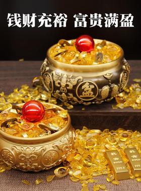 大号黄铜聚宝盆摆件招财聚米