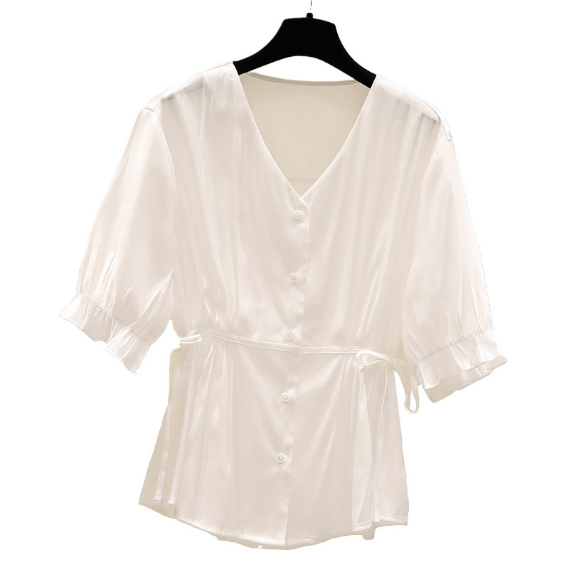 2020年夏季新款短袖设计感雪纺衫 维妮司特女装蕾丝衫/雪纺衫