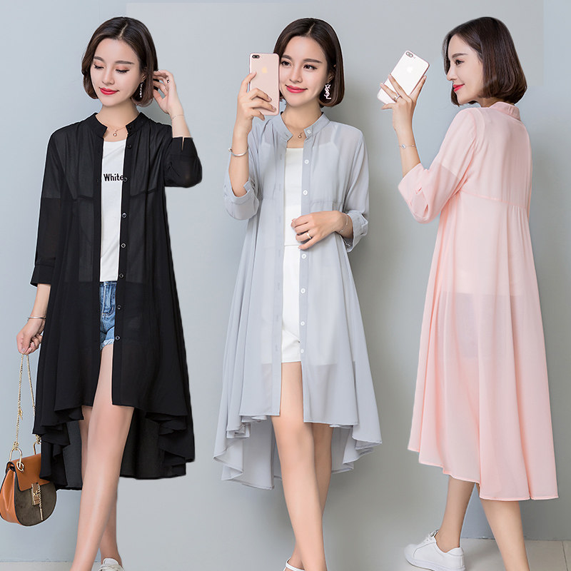 中长款雪纺2020夏季新款宽松防晒衣 维妮司特女装蕾丝衫/雪纺衫