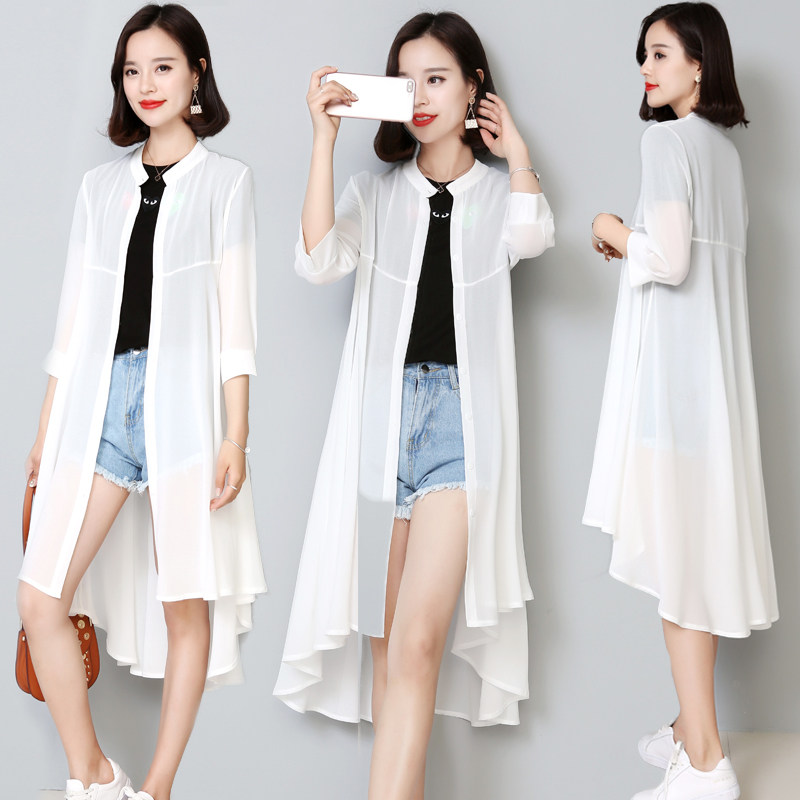 中长款雪纺2020夏季新款宽松防晒衣 维妮司特女装蕾丝衫/雪纺衫