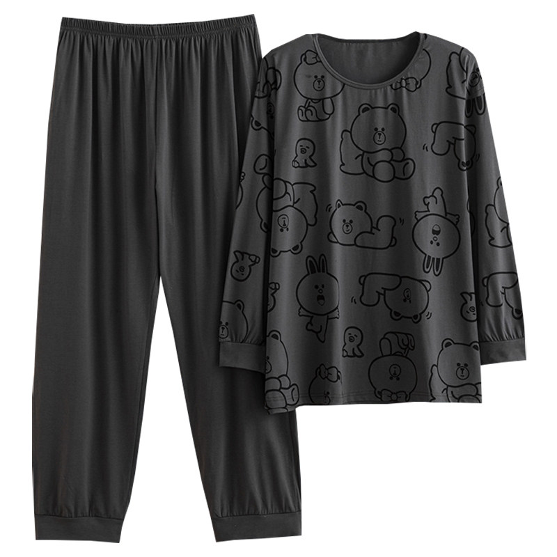 卡通熊兔加大码睡衣女纯棉春秋长袖长裤200斤胖mm休闲家居服套装,淘宝优惠券,粉丝福利购,淘宝优惠卷