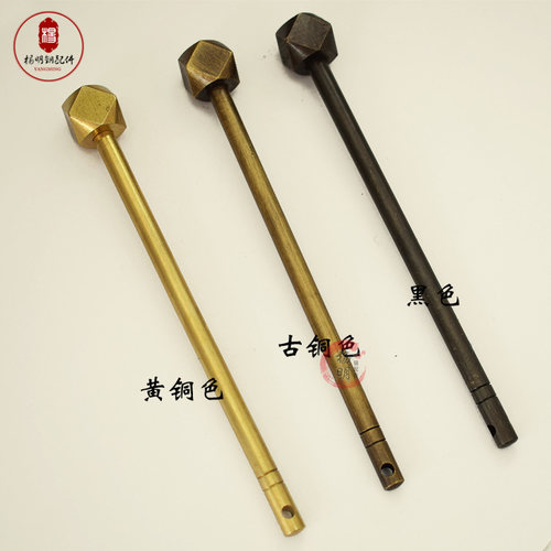 中式家具配件纯铜仿古柜门插销锁门扣门栓柜子老式长条明装插销棍 - 图1