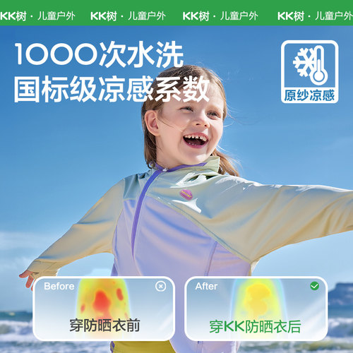 KK树儿童防晒衣男女童原纱防紫外线亲子夏季轻薄冰丝外套2025新款 - 图1