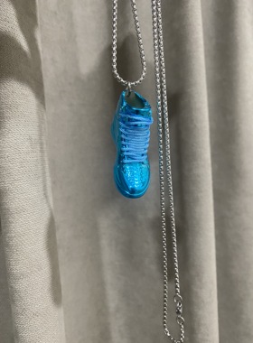 亮片蓝色嘻哈街头风篮球鞋微缩模型波鞋吊坠项链饰品