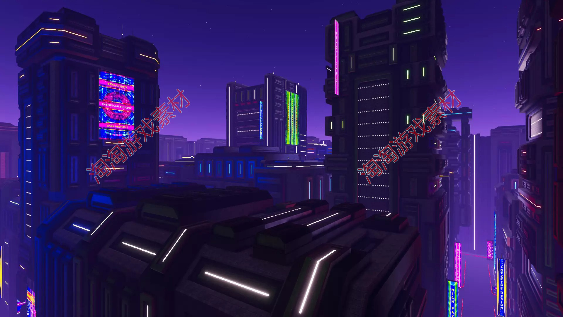 Unity3d Sci-Fi Neon City v1.0科幻霓虹灯夜景城市3D模型素材-图1