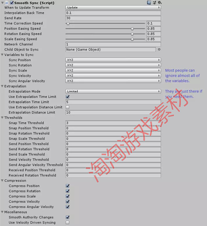 Unity3d Smooth Sync 3.41 包更新 游戏网络平滑同步流量压缩工具 - 图0