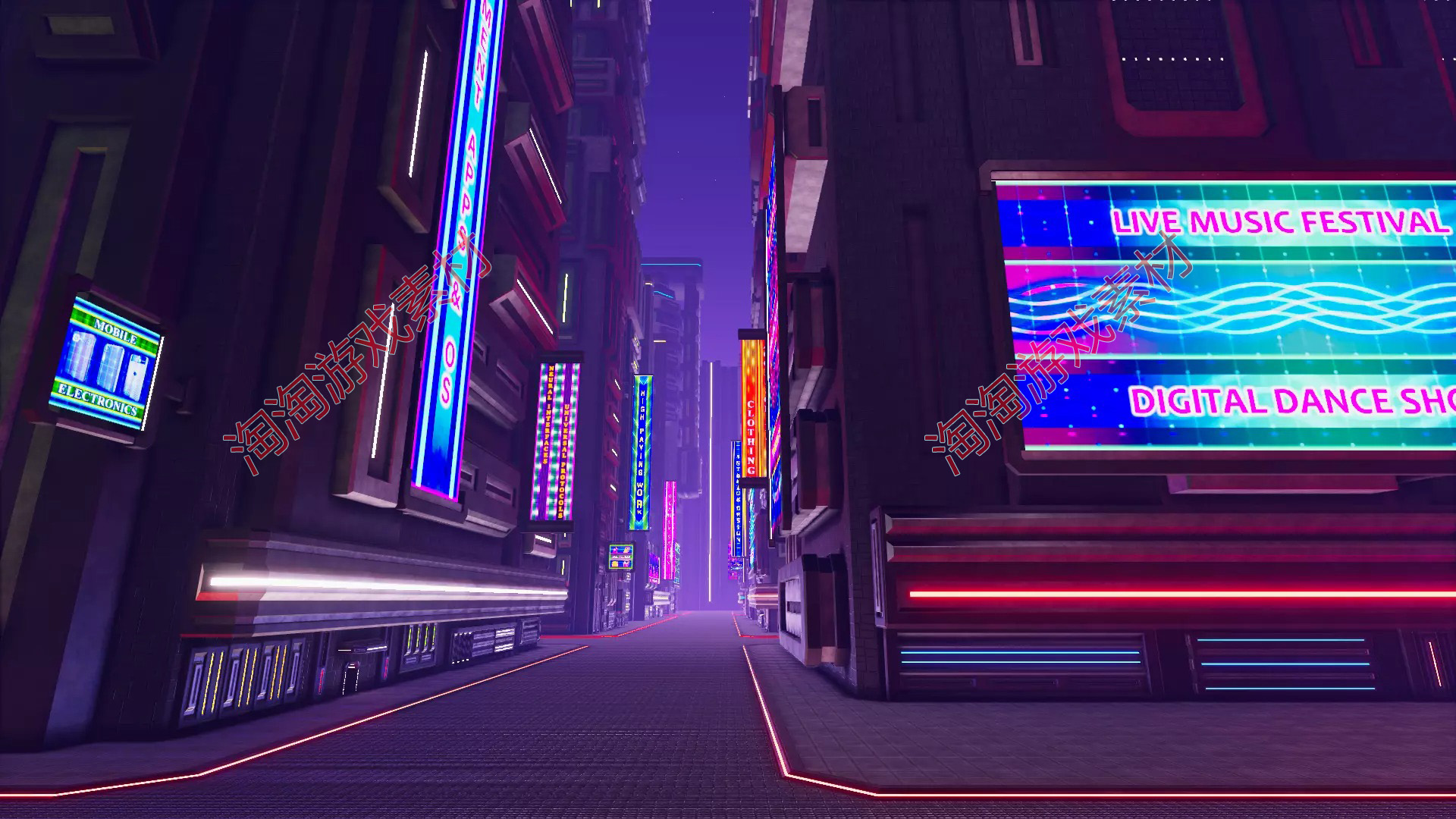 Unity3d Sci-Fi Neon City v1.0科幻霓虹灯夜景城市3D模型素材-图2