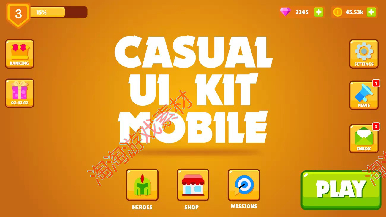 Unity Casual UI Kit - Mobile 1.0 休闲游戏UI套件 - 图0