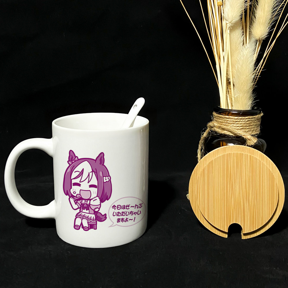 漫能赛马娘陶瓷杯小栗帽水杯子带盖带勺二次元可爱日系游戏周边,淘宝优惠券,粉丝福利购,淘宝优惠卷