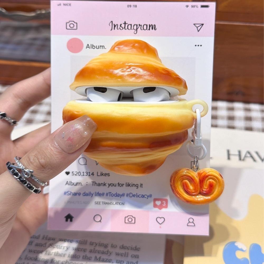 仿真牛角包适用vivoTWS4耳机壳vivotwsAir3Pro保护套iQOOtwsAir2小众防摔3e硅胶1i全包A4个性A3软盒 - 图2