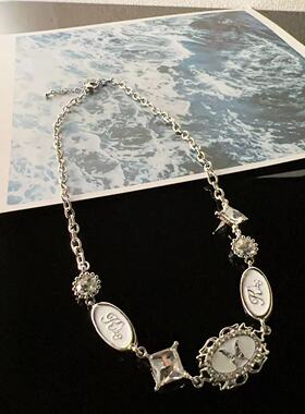 甜酷y2k辣妹轻奢水钻滴油蝴蝶项链女气质时尚设计感锁骨链潮