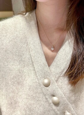 丹妮丝人造珍珠项链女锆石珍珠吊坠戴妃款颈链ins风小众饰品