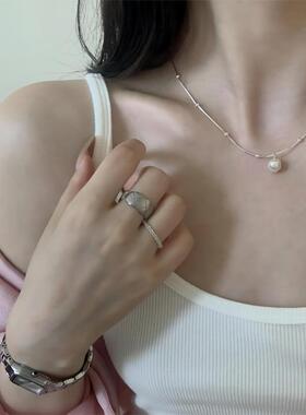 间珠搭配珍珠项链女简约气质小众设计ins风感锁骨链百搭饰品