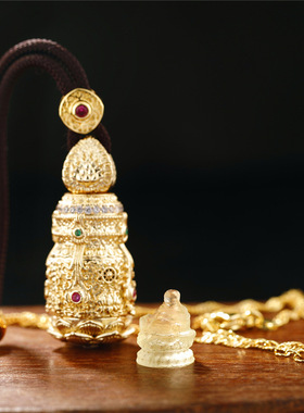 厂家直销吉祥宝瓶嘎乌盒琉璃药师佛小佛像穿绳隔珠装藏项链观音