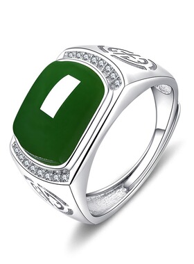 捷达珠宝首饰纯白铜镀白金 绿玛瑙 红宝石活口开口戒指