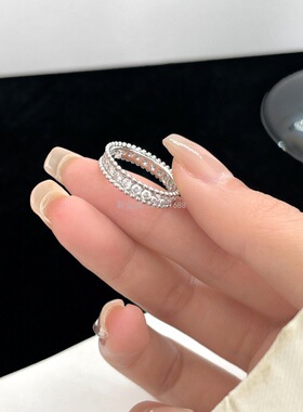 v金厚镀18k咪金四叶草一排指镶钻满天星时尚个性指环