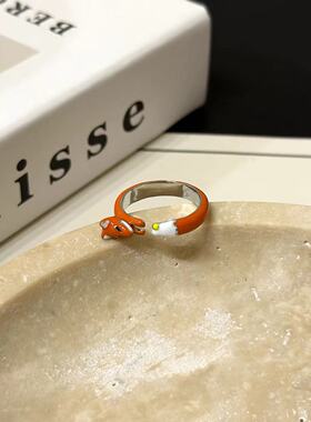 童趣卡通可爱滴油法斗小狗戒指女时尚百搭开口可调节食指戒指环潮