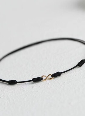 新款小众设计无限有钱红绳脚链女夏编织脚绳手链绳男情侣礼物