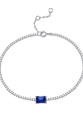 培育祖母绿手链s925银镀白金红蓝宝石托帕石饰品礼物送礼