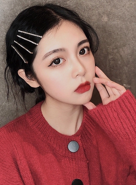 ins小仙女超闪一字发夹奢华水钻