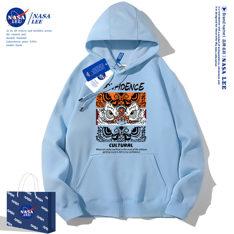 NASA联名国潮卫衣男2023年秋季新款潮流百搭青少年套头连帽衫外套-图3