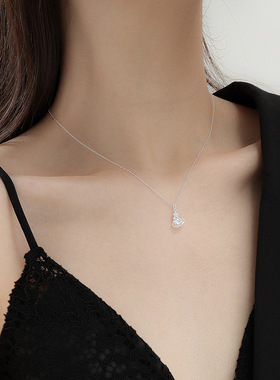 S999纯银足银ins个性星空星球吊坠项链简约冷淡风五角星锁骨颈链