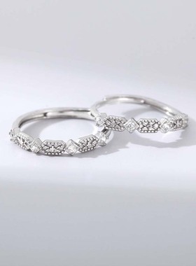 S999纯银足银情侣戒指爱的救赎男女小众设计轻奢款戒环七夕对戒