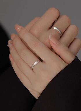 s999足银情侣戒指简约时尚百搭戒指开口可调节指环对戒手饰批发