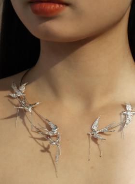 東黑三白/燕过留痕 s930纯银原创设计感中式项链圈婚礼首饰礼物