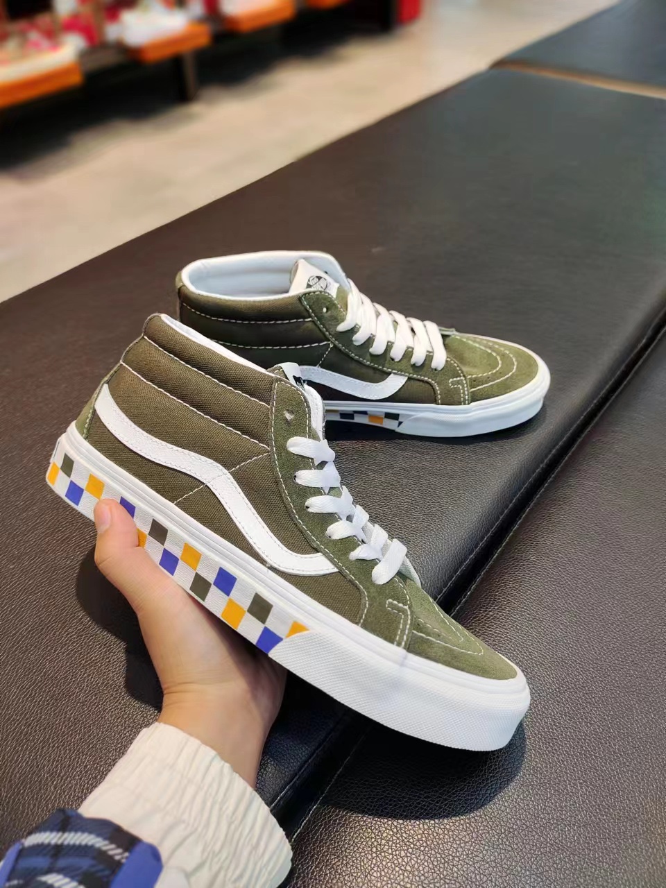 VANS SK8 MID 高帮 墨绿色 男女同款VN0A391F2BN - 图0