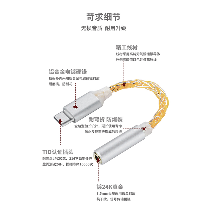 有线耳机转换器CX31993小尾巴解码耳放便捷式HIFI数字音频type-c-图1