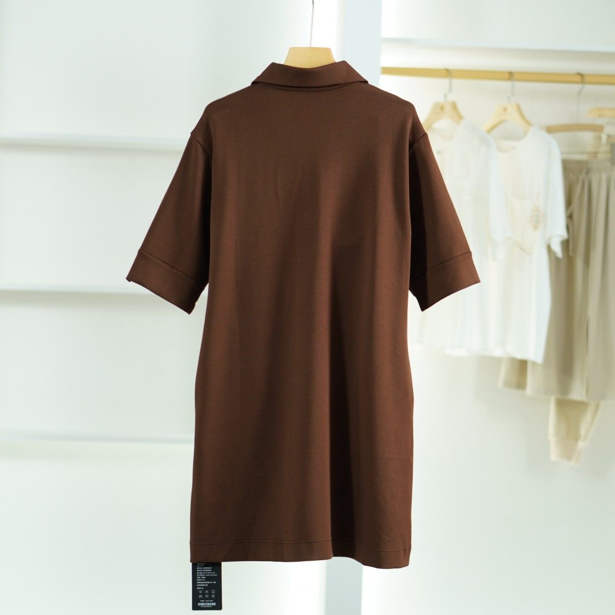 【小黑南油】S321-1  女装时尚POLO半袖连衣裙咖色22119 - 图1