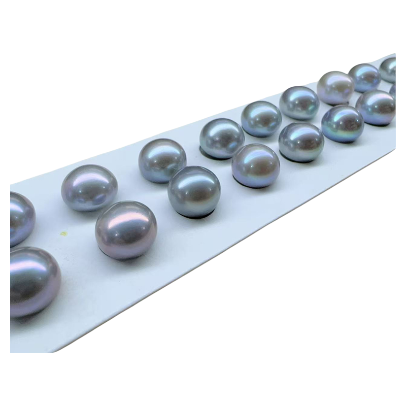 灰色淡水珍珠裸珠 颗粒珠扁圆9-11mm 正品DIY手工珍珠5A强光无瑕 - 图3