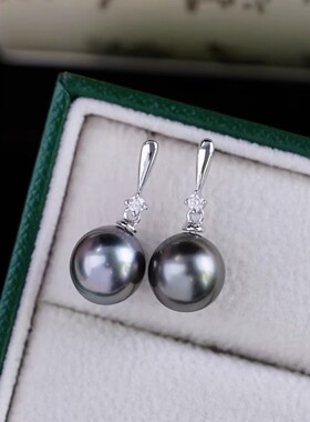DIY珍珠耳钉配件 S925纯银饰品 金色银色耳钉女空托 配9-15mm圆珠