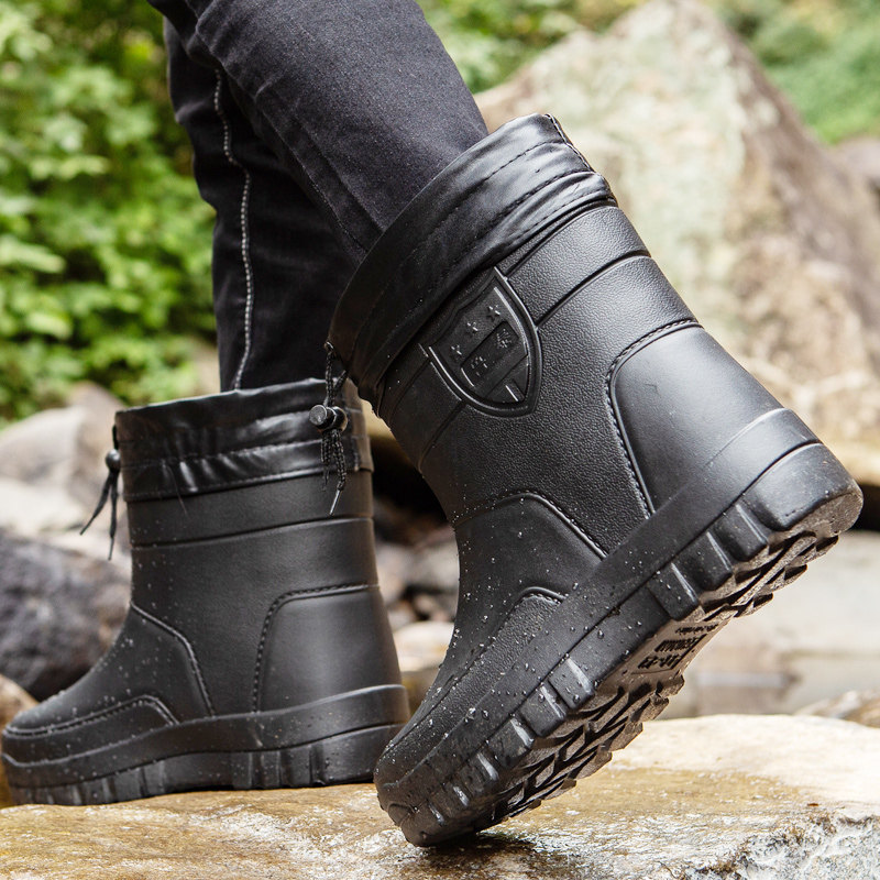 冬季加绒雨鞋男中筒雨靴轻便防滑加厚水鞋大码保暖胶鞋防水工作鞋,淘宝优惠券,粉丝福利购,淘宝优惠卷