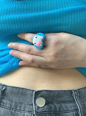 kitty爱心树脂趣味卡通指环戒指