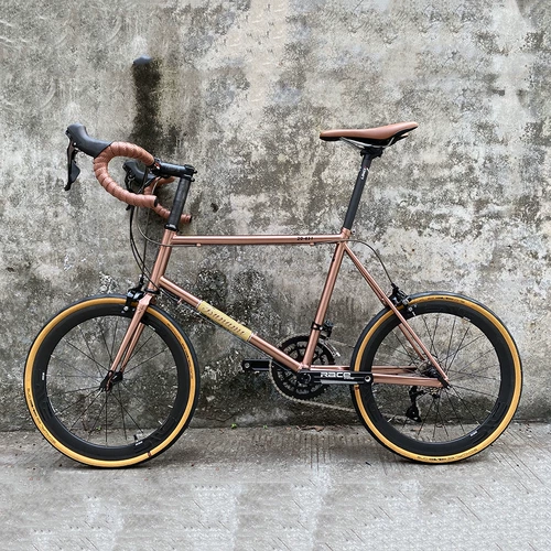 TSUNAMI Сверхлегкая золотая стальная рама, шоссейный велосипед с маленькими колесами, розовое золото