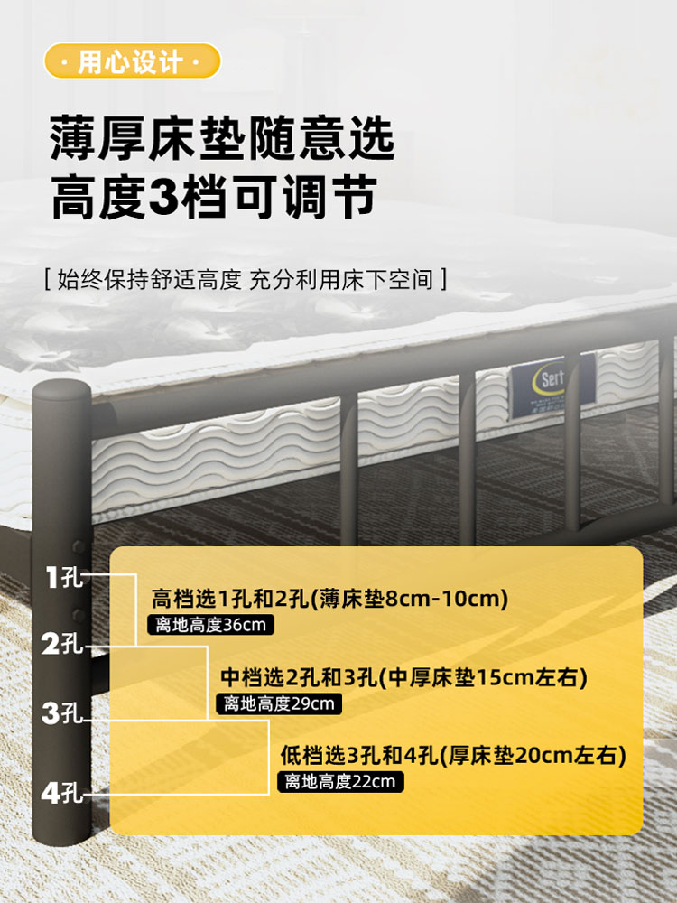 现代简约高端法式复古黑色单人床铁艺床轻奢儿童公主风加粗铁架床 - 图1