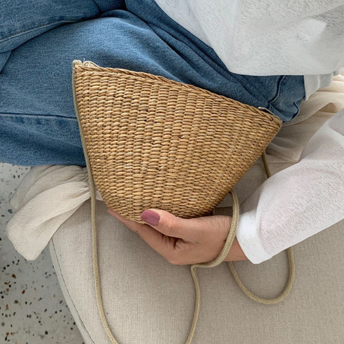 PPY夏季海边度假女士草编草包贝壳包迷你小包包蛤蜊包斜挎单肩包 - 图1