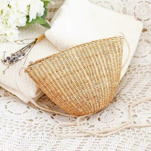 PPY夏季海边度假女士草编草包贝壳包迷你小包包蛤蜊包斜挎单肩包 - 图2