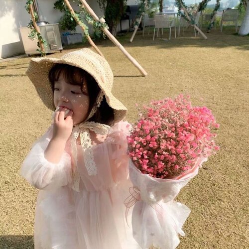 春夏森系穿搭儿童渔夫帽日系绑带萝莉可爱宝宝遮阳草帽亲子可折叠 - 图1