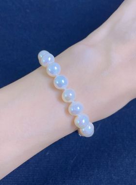 【绾珀】天然淡水珍珠近圆微瑕镶钻蝴蝶结手链女礼物送女友