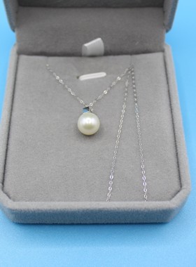 【绾珀】正圆几乎无暇强光淡水珍珠吊坠项链经典戴妃款百搭