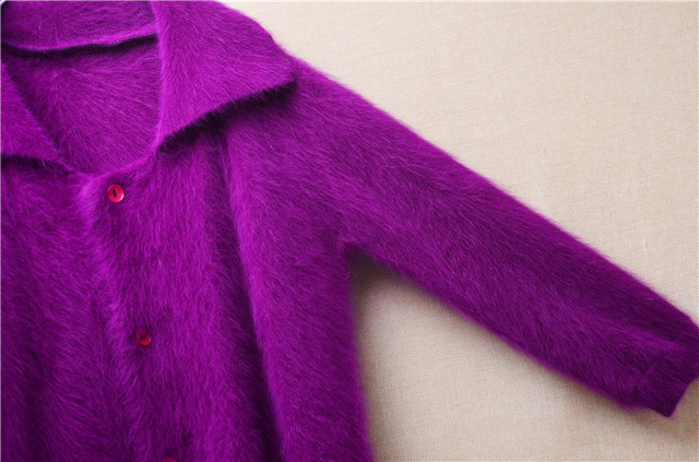 Aike winter thickened mid-length ins long-haired mink purple doll collar Korean style loose lazy coat for women 10
