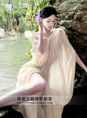 照相馆洋装佛系禅意高级感晨袍女新娘新中式改良汉服古风女装长裙