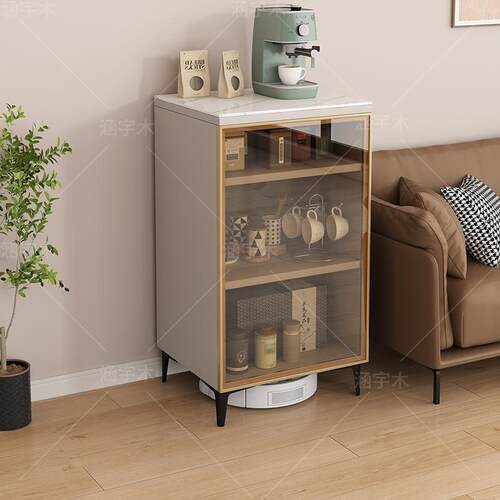 精致咖啡机置物柜落地家用小户型客厅靠墙扫地机收纳柜储物餐边柜 - 图2